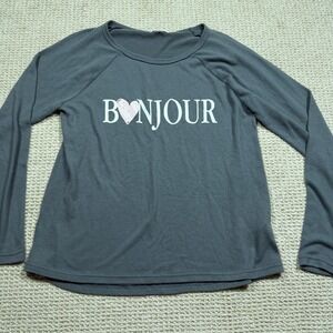 PJ Salvage Heart Pajama Sweater Womens‎ Medium Gray Long Sleeve Rayon Sleepwear